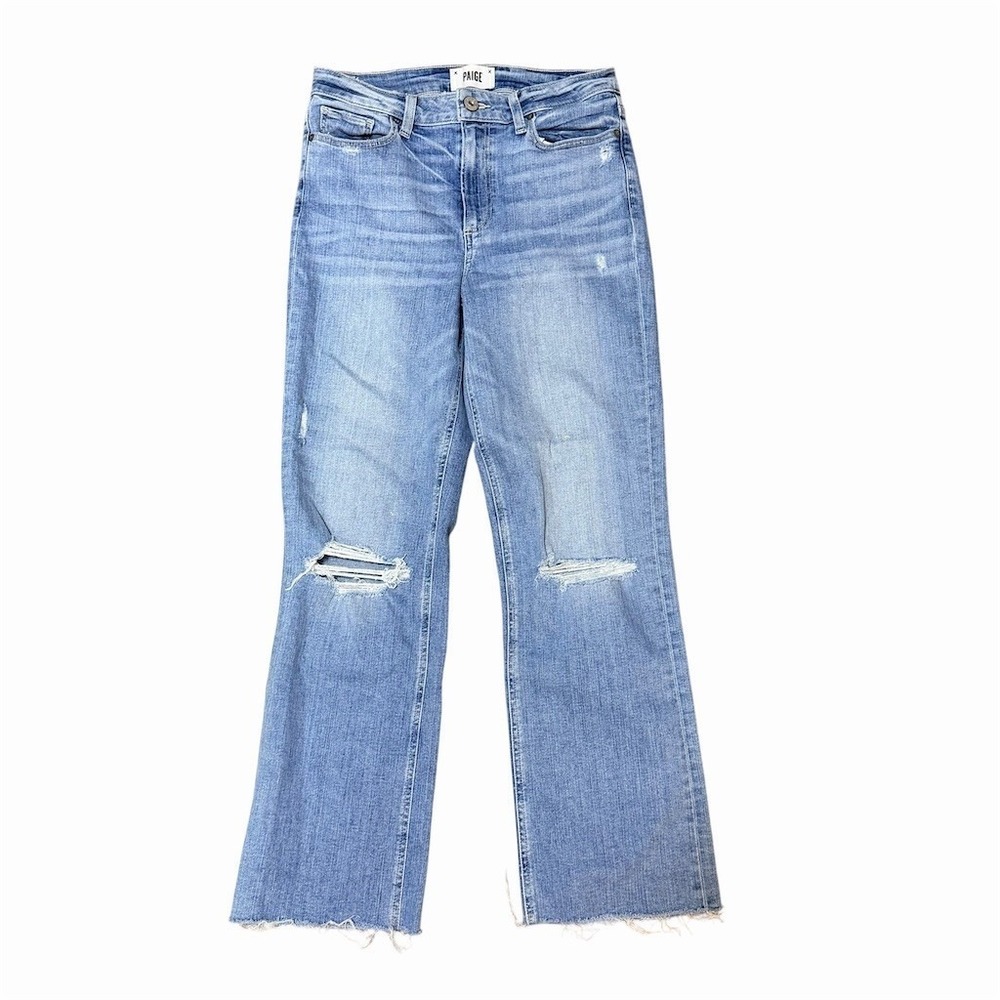 PAIGE Jeans Womens Size 28 Light Wash High Rise Straight Leg Distressed